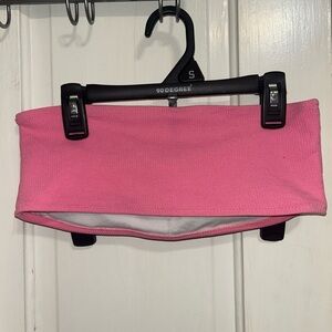 pink strapless swim top